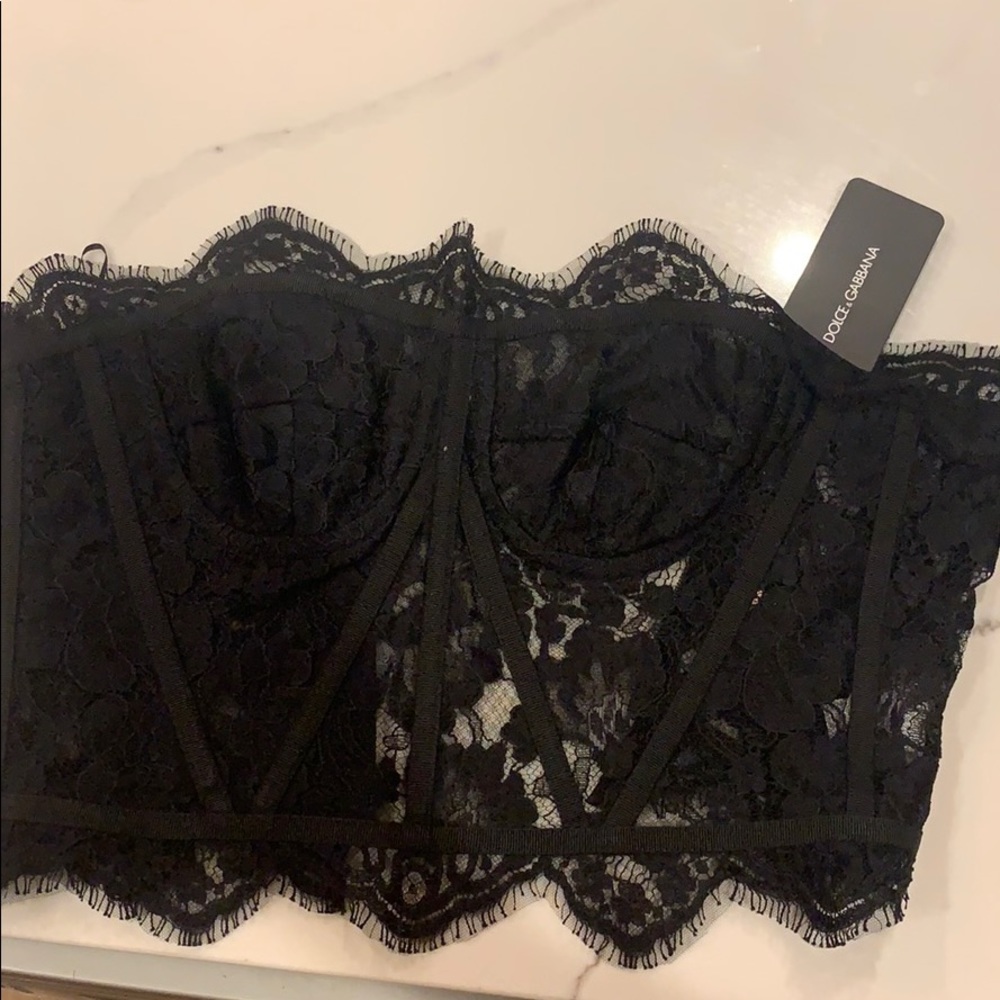 Dolce & Gabbana Women’s black lace bustier top